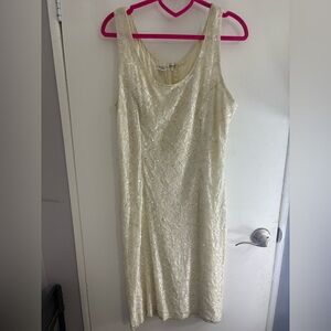 Vintage Beaded Wedding Dress / Ivory Embellished Wedding Gown Size Large